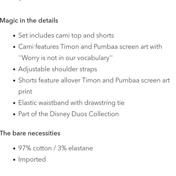 The Lion King Disney baby Timon and Pumbaa cami set Large Hakuna Matata - Picture 5 of 8